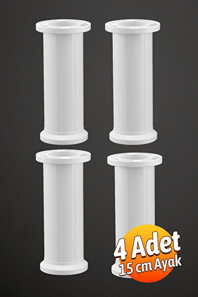 Badem10 Ayarlanabilir 4 Adet 15 Cm Beyaz Plastik Ayak Dolap Mobilya Tezgah Yü...