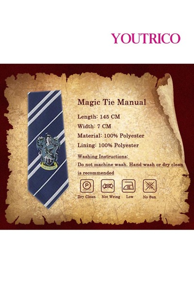 Youtrico Harry Potter Style Vintage Striped Tie – Gryffindor, Slytherin, Ravenclaw, Hufflepuff Style
