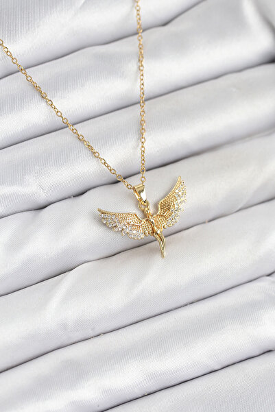 callerrons accessories قلادة نسائية موديل ملاك باللون الذهبي - EBJ251025W38309