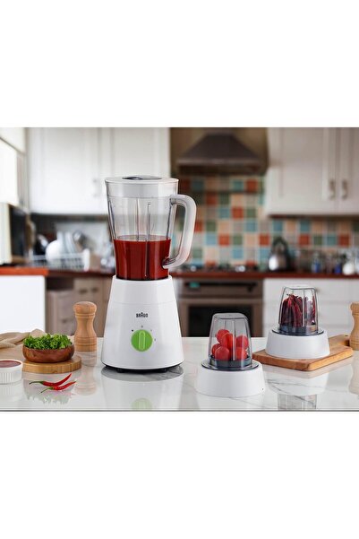 Braun 3-in-1 Blender, 500W, 1.75 L, 2 speeds, Pulse, Grinder, JB0123WH, White