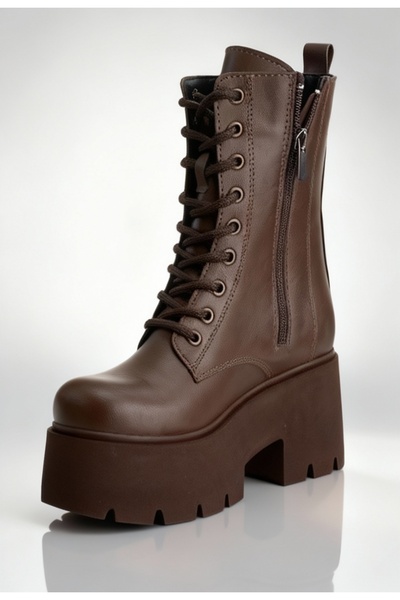 ALPODİ Kadın Yüksek Tabanlı Bağcıklı Bot ALD2000-B102 SIYAH SIYAH