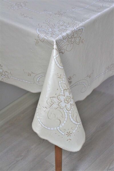 DedeEvTekstil Τραπεζομάντιλο 120x150 ετοιμασμένο για χρήση με επικάλυψη μεμβράνης, σβηστό μεμβράνη PVC 8550-1film