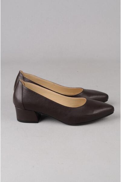 SEÇ KUNDURA Seç 906 Genuine Leather Heelled Women's Shoes (Heel Height: 4 cm) Brown