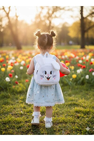 Efe Peluş Sırt Çantası Kız Çocuk 2 Bölmeli Astarlı Figürlü En 22 Boy 25 Cm