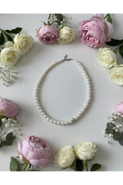 canan dizayn Poly. Pearl Bead Single Teeth Style Necklace