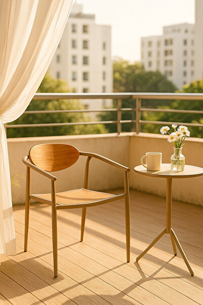 MARIA HOMES كرسي طعام عصري من المعدن والخشب بلون الشمبانيا مع مقعد ومسند ظهر ...