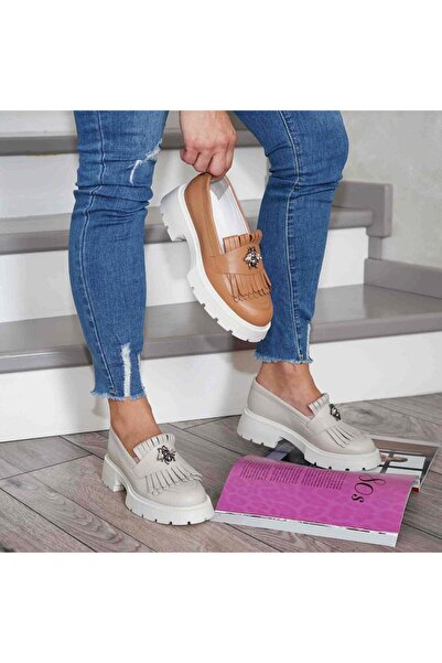 Demalis Mocasini damă culoare alb natur din piele naturală cod 131