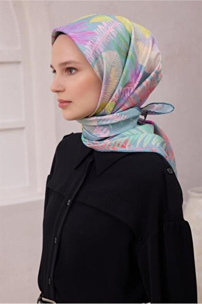 Belli Tivil Pure Silk Scarf 4225 - 56 Ανοιχτό μπλε μοτίβο λουλουδιών