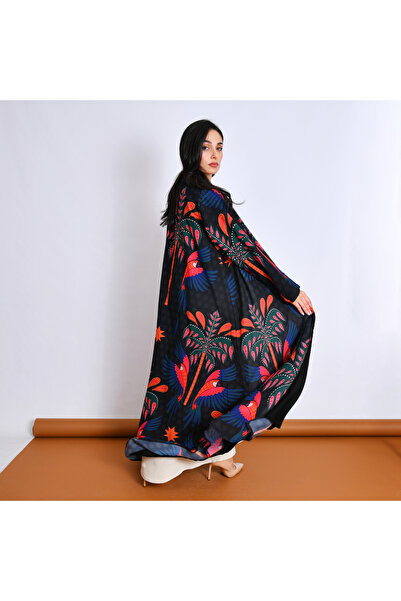 Oya.sa Quarter-length abaya in patterned silk fabric