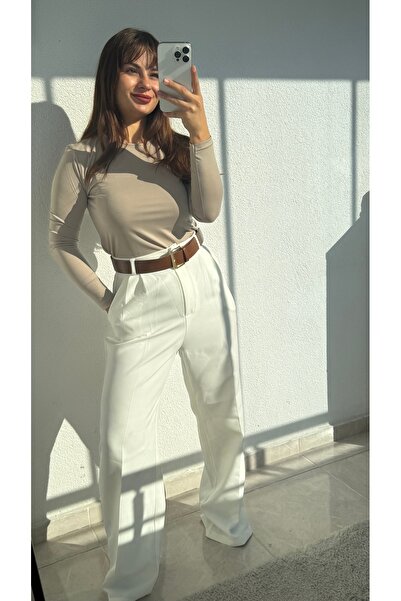 Butik Beyaz Palazzo Pantolon