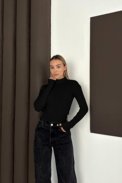 RDK Giyim Унісекс бавовняний светр з коміром-стійкою - чорний