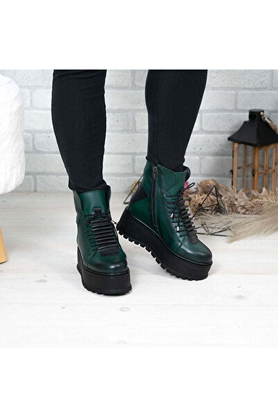 Demalis Women's boots made of genuine leather | 708 Color Green