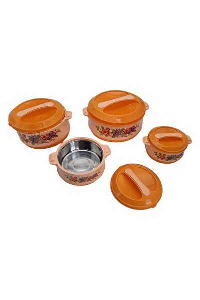 ABS Set 4 thermal food containers, orange, 2.5 l, 1.5 l, 1 l, 0.5 l