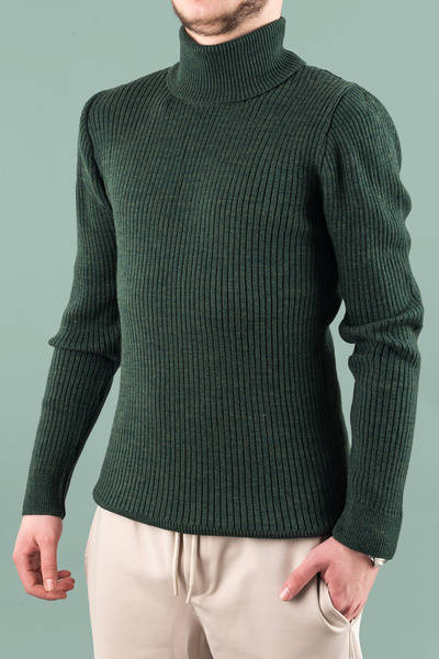 bombe Men's Slim Fit Turtleneck Thick Corded Fabric Turtleneck Sweater