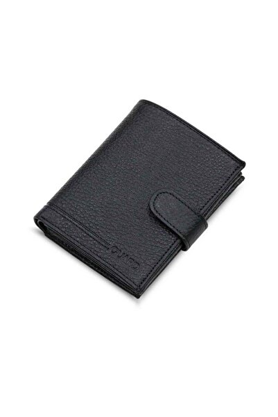GUARD Black Patlı Bozuk Para Cepli Multi-Compartment Vertical Model Genuine Leather Men's Wallet - Grd251025Wt1