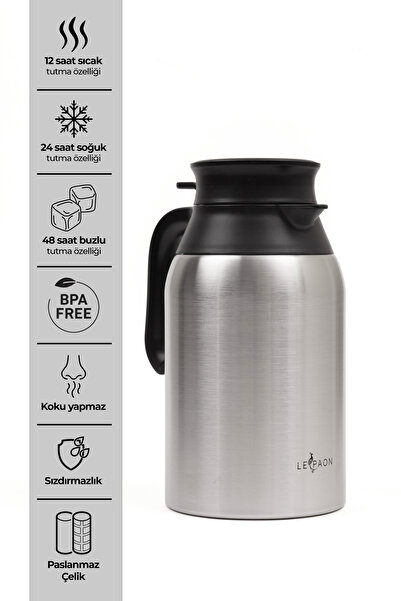 Le Paon 2 Lt Paslanmaz Çelik Termos Sürahi Vakumlu Sızdırmaz Çay Kahve Kamp Termosu