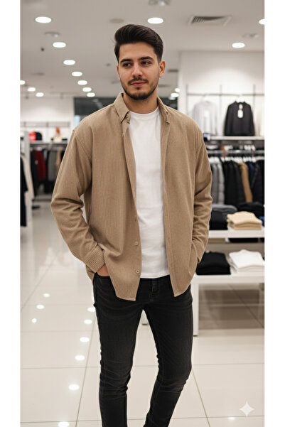 bentli Oversize fitilli kadife gömlek