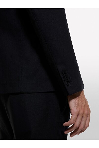 Sisley 100% Cotton Stripe Pocket Detail Relaxed Fit Double-Breasted Jacket Men's Black Jacket - 324A2Wmdsw020