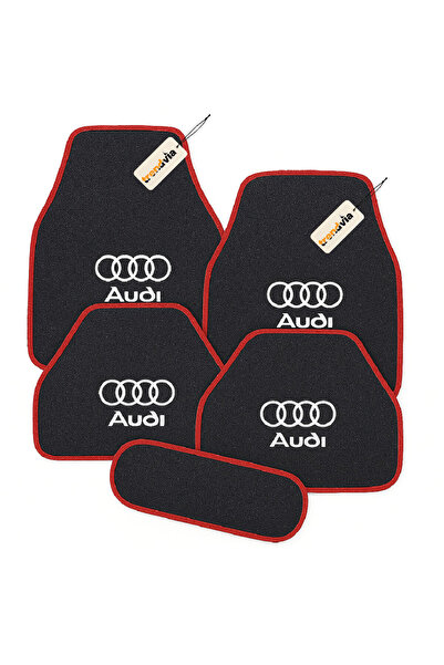 trivexa Audi Logolu 5 Parça Antrasit Kırmızı Kenar Oto Halı Paspas Seti - Kay...