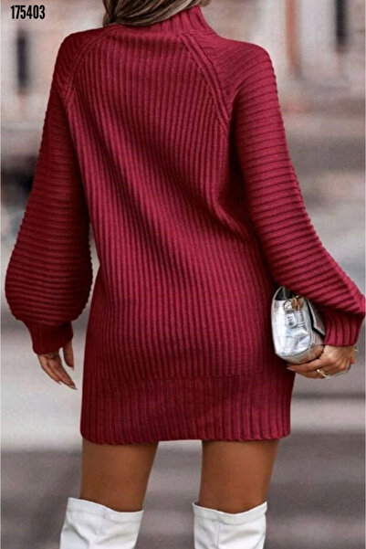 Modayakamoz Yeni Sezon Kadın Mini Triko Elbise Uzun Kollu Balıkçı Yaka