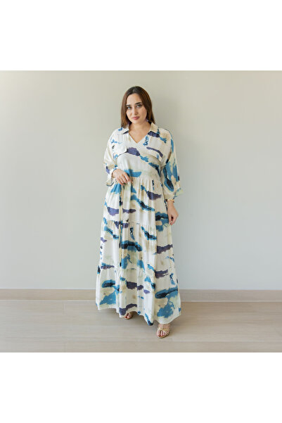 LINELLE فستان نسائي كاجوال - فستان بوليرو من مزيج الرايون، بفتحة رقبة على شكل...