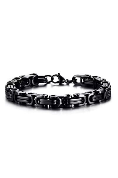 Siya Silver Non-Tarnish Steel Black Men's King Bracelet - 6mm/21 cm