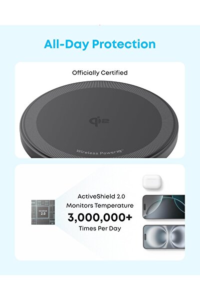 Generic Anker Zolo Magnetic Wireless Charger, Qi2 Certified 15W MagSafe-Compatible Pad (Black, 1 Pack)