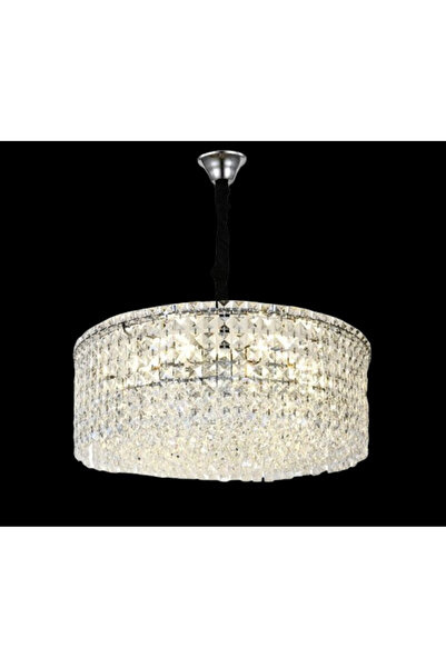 RFAN Candelabru, Model RF7108/600, Textură de Cristal, Metal, 10 X E14, Argintiu