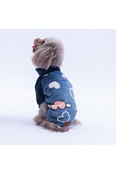 Pawstar Blue Verona Jacket Blue Heart Pattern Soft Snap-On Cat Dog Jacket Cat...