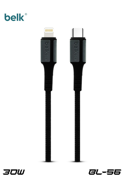 Belk كابل بيانات BL-S6 30 واط PD USB-C إلى Lightning 300CM MFi - شحن سريع ونس...