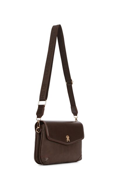 Newish Women's Leather Long Strap Hand and Shoulder Bag – Brown