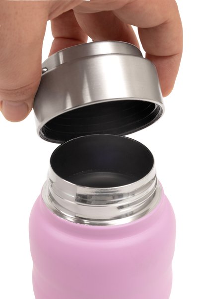 Le Paon Stainless Steel 400 ml Flask Thermos Leakproof 6 Hours Hot 12 Hours Cold Pink