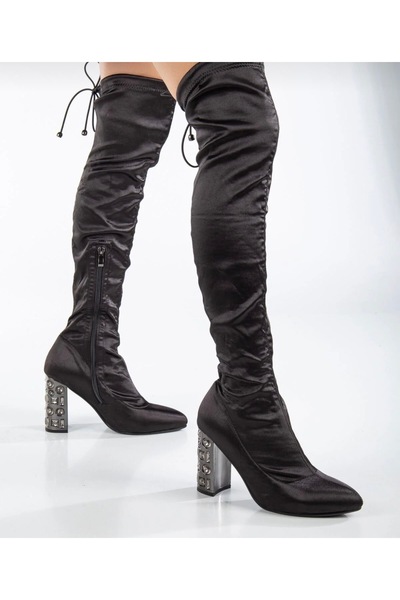 Guja Diz üstü saten topuklu çizme