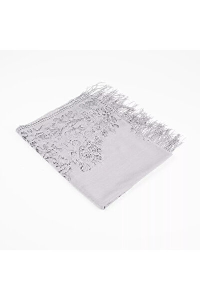 Hayrat Neşriyat Lace Tassel Shawl (Mevlid Coverlet, 166X61 Cm. Gray)