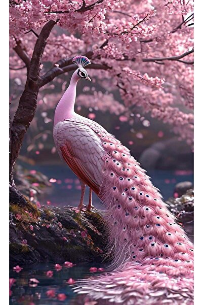 Dialands Mozaik Pembe Zerafet Tavuşkuşu 46x75cm T124 Dialands Elmas Mozaik Tablo