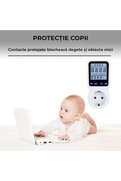 miraza Socket with Energy Meter, Illuminated LCD, 230V/16A, 3680W, V/A/W/kWh Monitoring