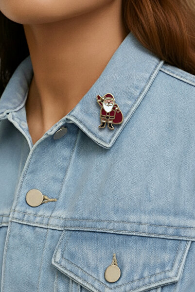 gokmentoy Metal Noel Temalı Pin / Broş - Noel Baba Hediye Çantalı
