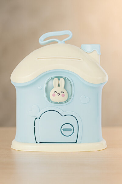 BEYZANA Blue Color Rabbit House Lockable Piggy Bank 18X15