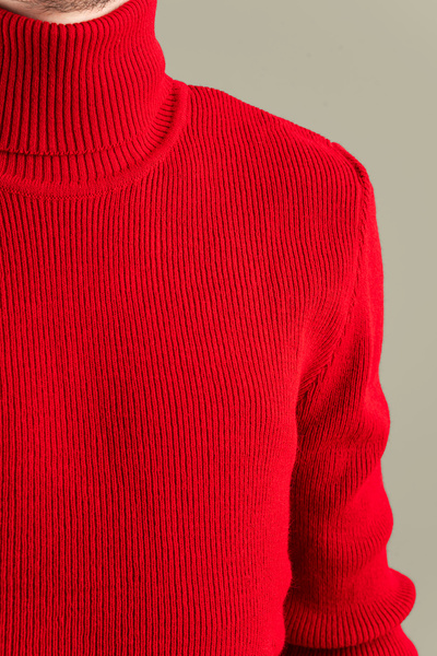 bombe Men's Slim Fit Turtleneck Slim F Corded Fabric Sweater