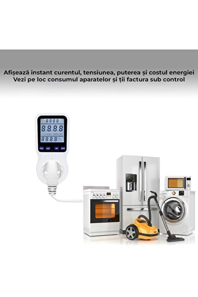 miraza Socket with Energy Meter, Illuminated LCD, 230V/16A, 3680W, V/A/W/kWh Monitoring