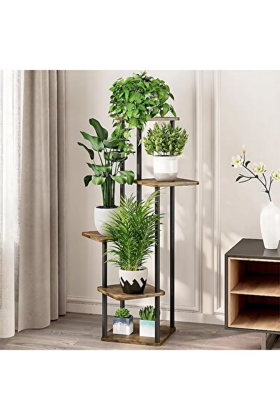 iTin Vertical flower stand 4 tiers, durable metal, 106.3 cm, for balcony