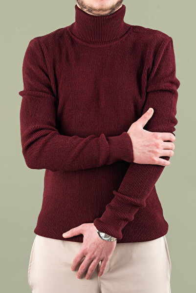 bombe Ανδρικό πουλόβερ εφαρμοστό με λεπτό λαιμόκοψη F κοτλέ