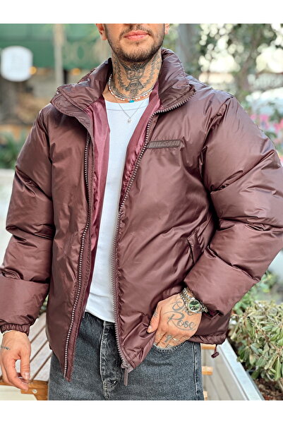 manch collection oversized Φουσκωτό Παλτό Μπορντό