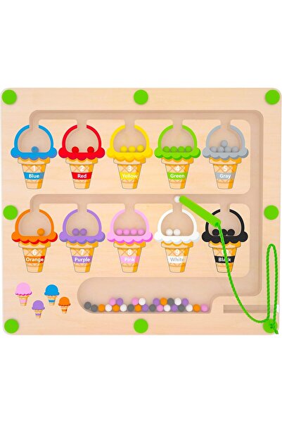 Hope متاهة مغناطيسية للألوان والأرقام - لوحة ألغاز تعليمية خشبية مونتيسوري لم...