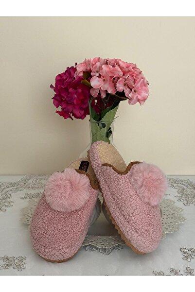 FivemodaSpor Women's Pompom Decorated Winter House Slippers