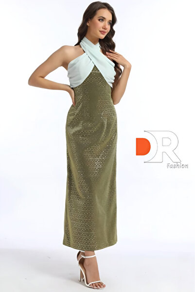 Dr Fashion Shiny wrap neck dress