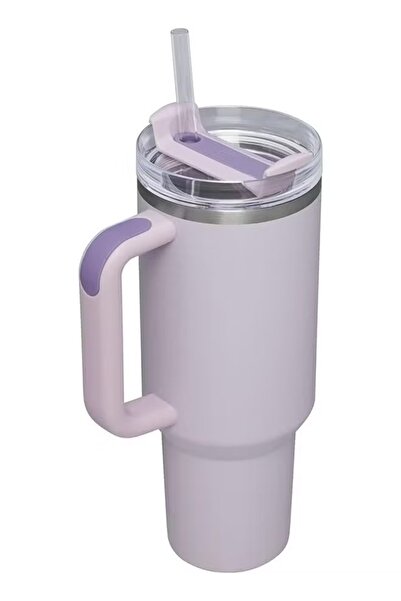 Generic كوب ستانلي معزول بالفراغ من الفولاذ المقاوم للصدأ مع غطاء وقشة للماء والشاي المثلج 40 أونصة