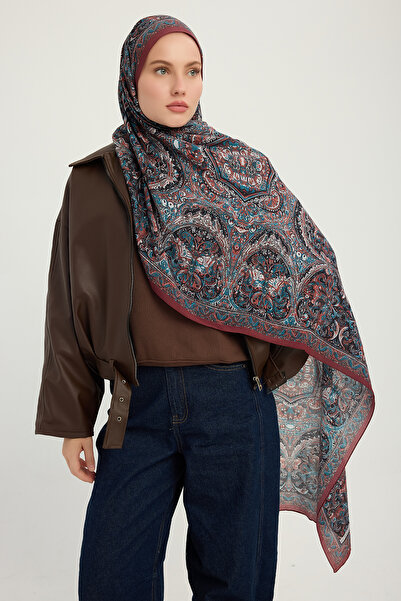 ipekistanbul Σάλι με σχέδιο Vierra - Eternal Palaces - Μπλε μπορντό