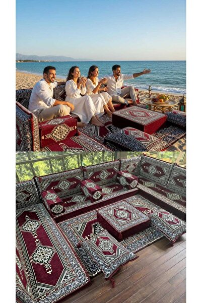 mdhomecarpet El İşçiliği Otantik Şark Köşesi Minder Takımı Rahat ve Şık Oturm...