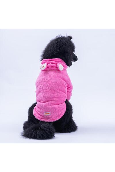 Pawstar Pink Lucca Teddy Hoodie Bear Ear Plush Medium Large Breeds Dog Outfit...